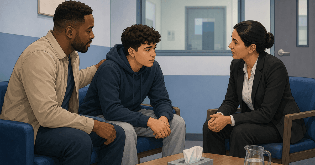 Appropriate adult supporting a young person at a police custody suite