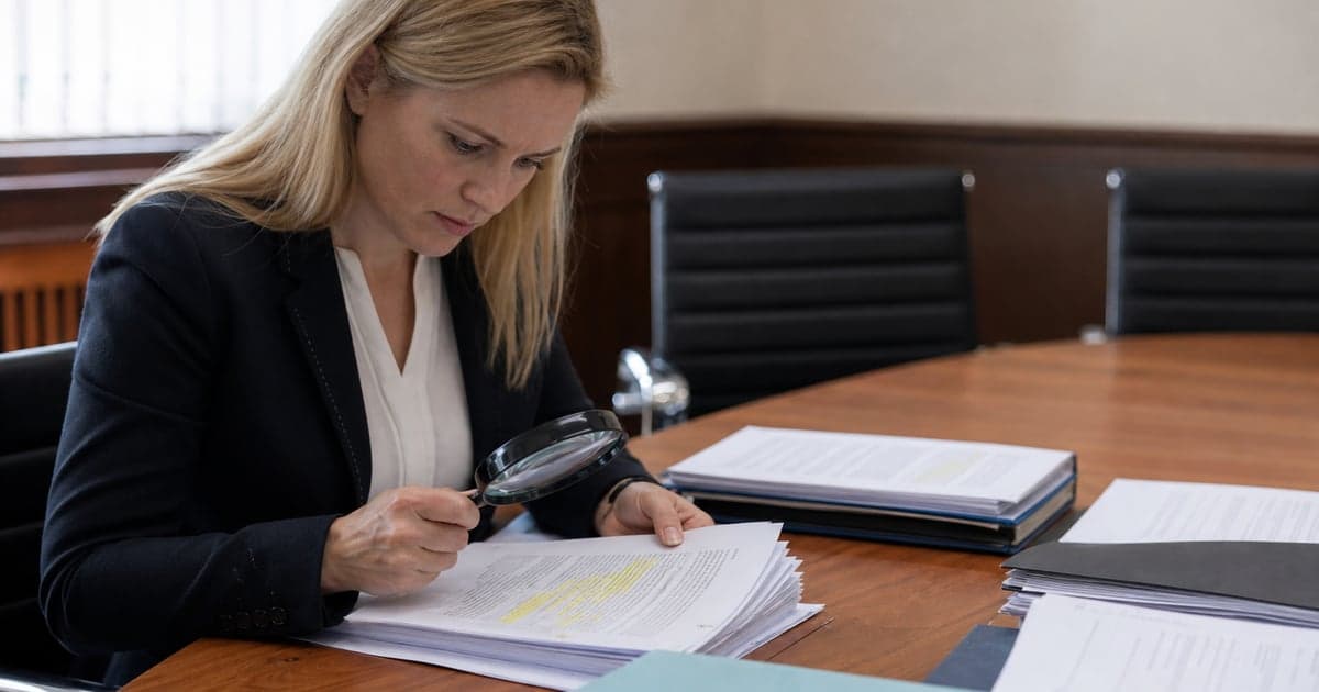 Police station representative reviewing pre-interview disclosure documents