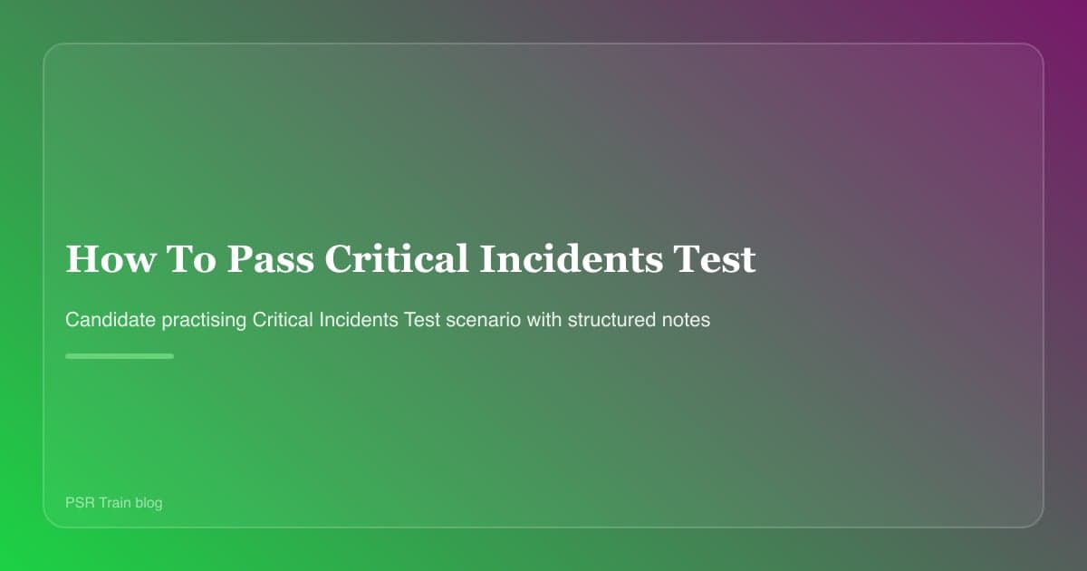 Candidate working through a structured method for the PSRAS Critical Incidents Test