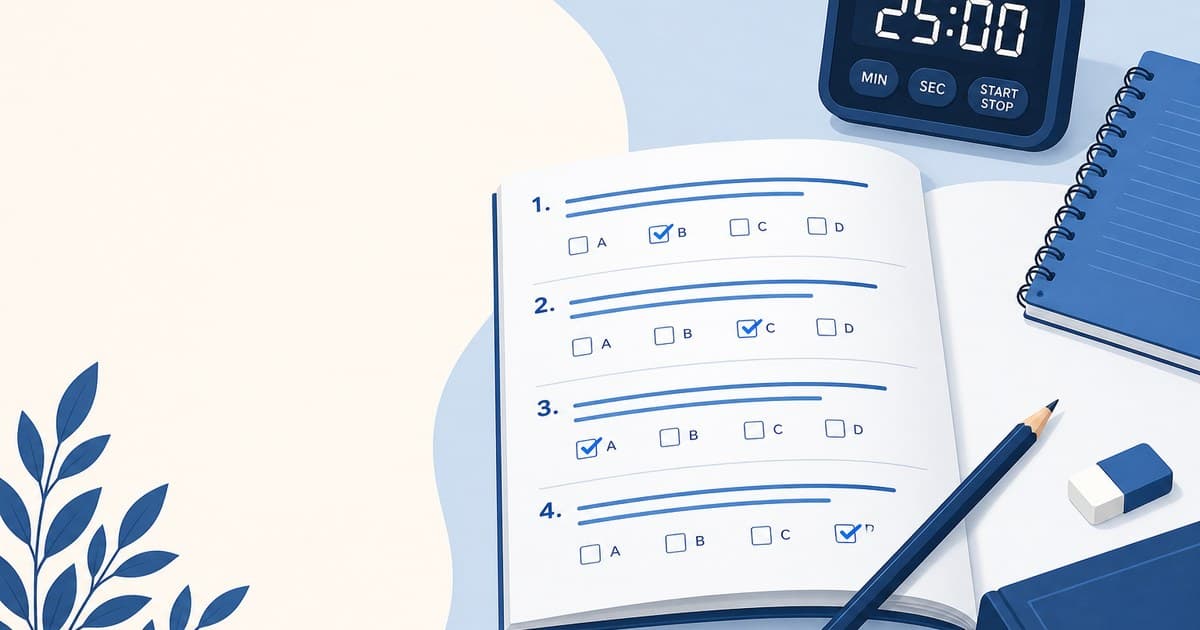 PACE Code C practice quiz workbook with timer and multiple-choice answers for PSRAS revision